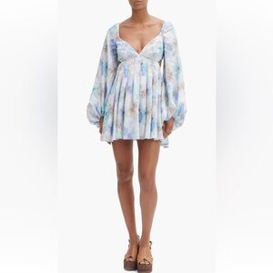 Bardot Jovie Floral Long Sleeve Babydoll Minidress